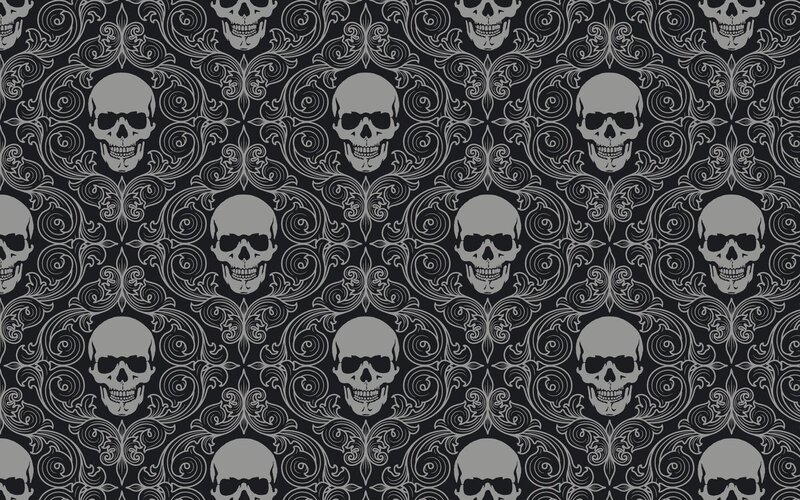 Skull Pattern Wallpaper — Black, Gothic
