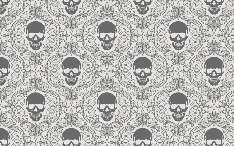 Skull Pattern Wallpaper — Gray, Gothic