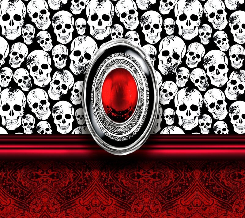 Skull Pattern with Red Gem