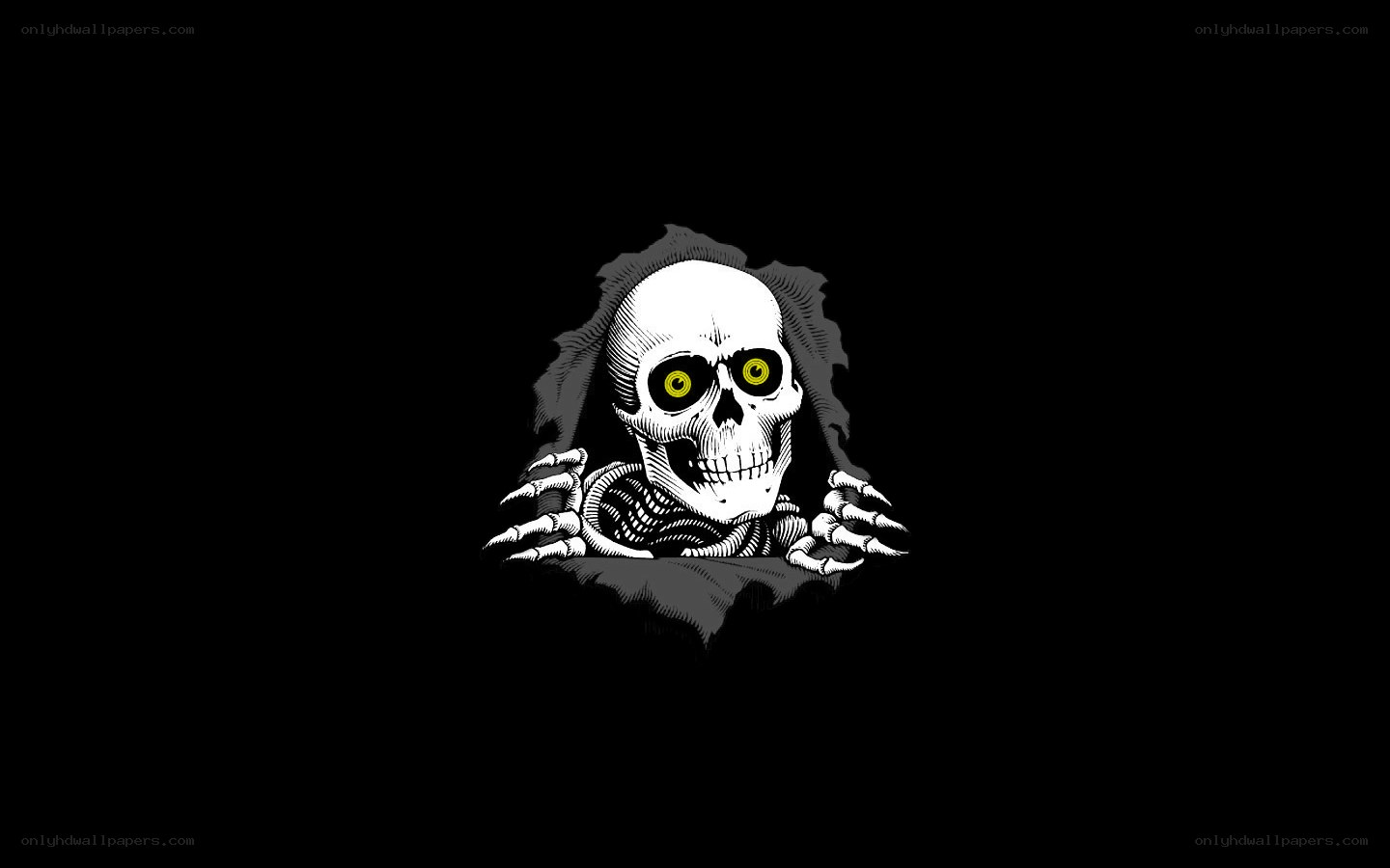 skull peeking through hole