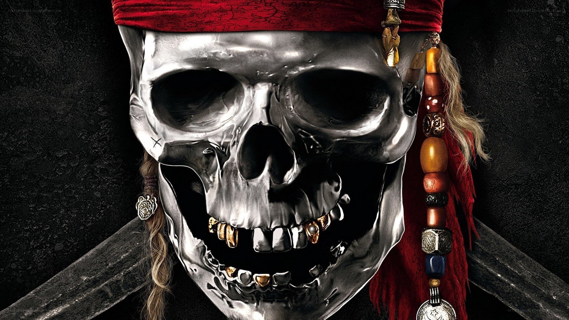 skull pirate head with swords