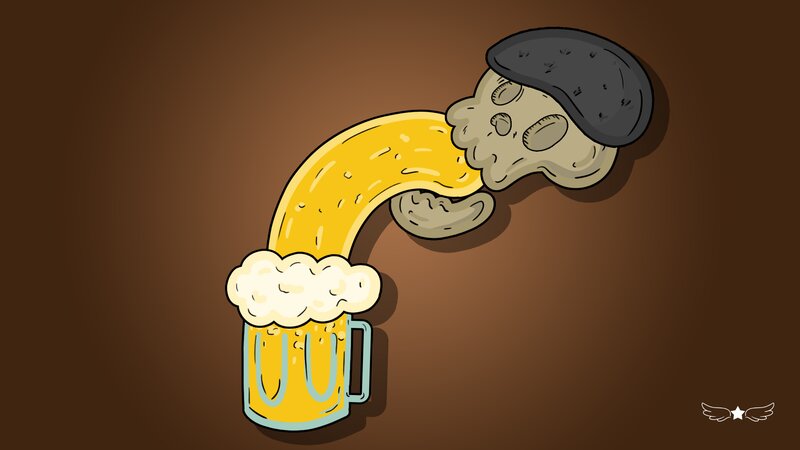 Skull Pouring Beer