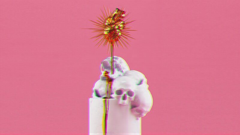 Skull Sculpture with Heart