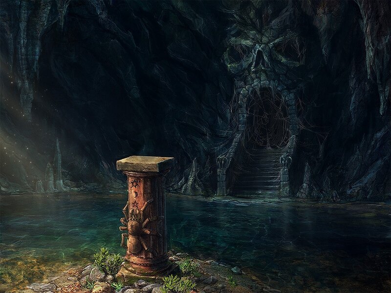Skull-shaped Cave Entrance — Black