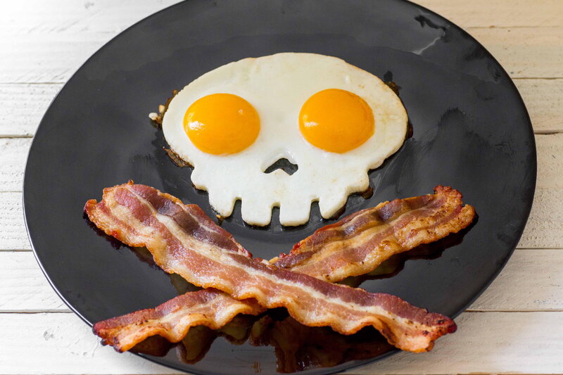 Skull-shaped Egg and Bacon