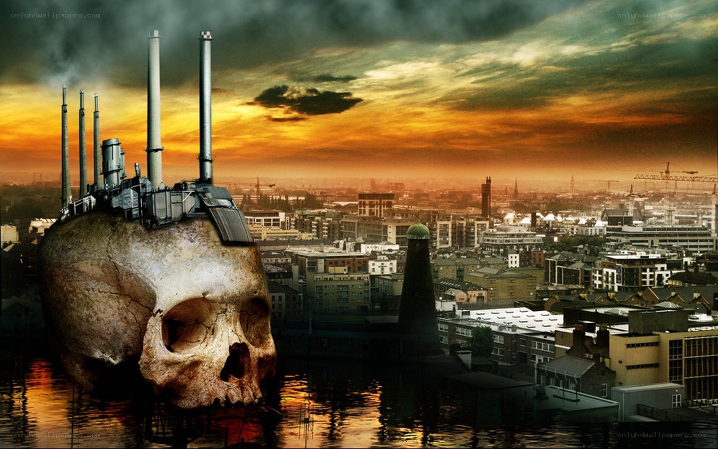Skull-shaped industrial city