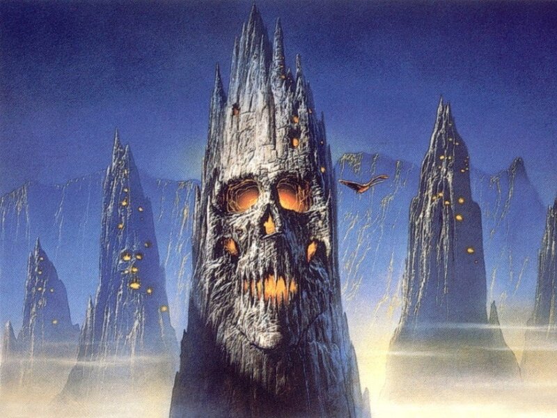 Skull-shaped mountain landscape