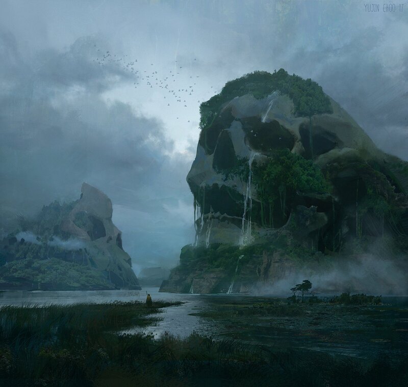 Skull-shaped Rock Formation — Gray