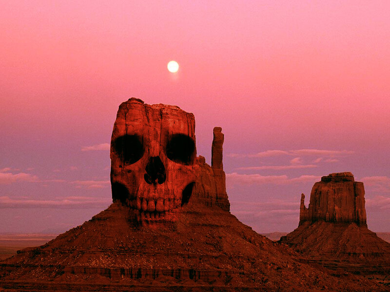 Skull-shaped Rock Formation — Pink