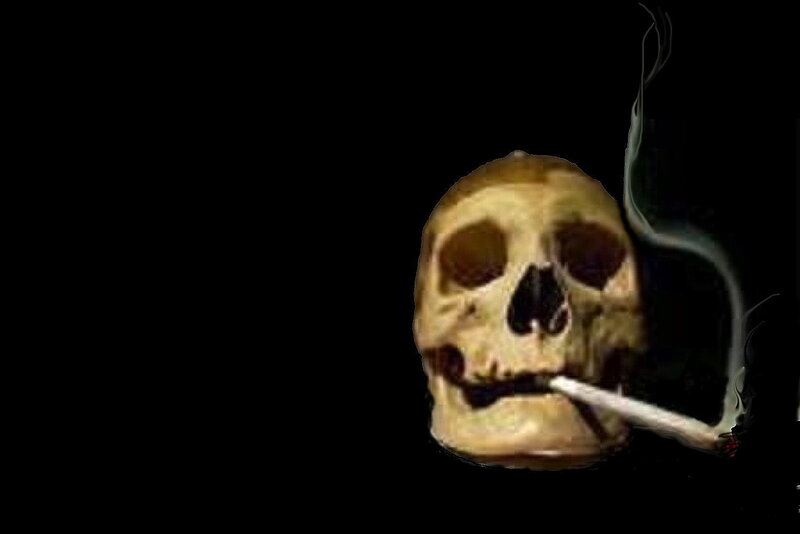 skull smoking cigarette