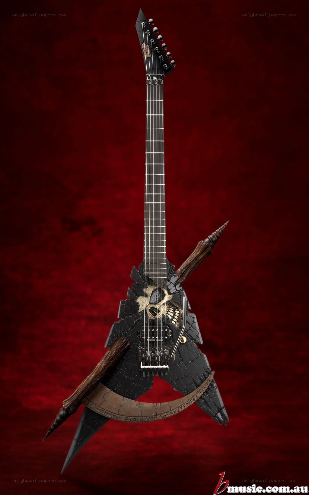 skull-themed electric guitar