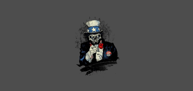 skull uncle sam pointing