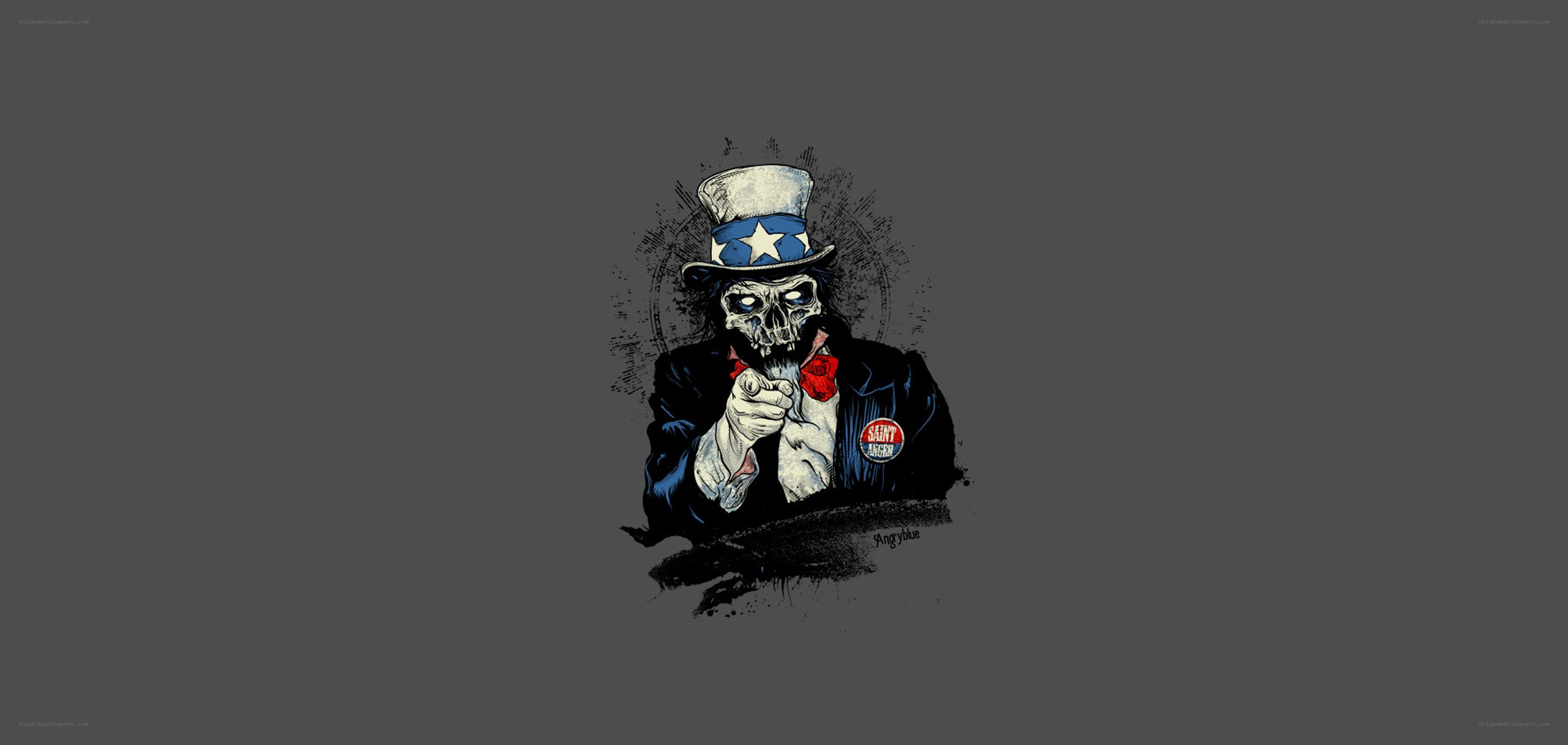 skull uncle sam pointing