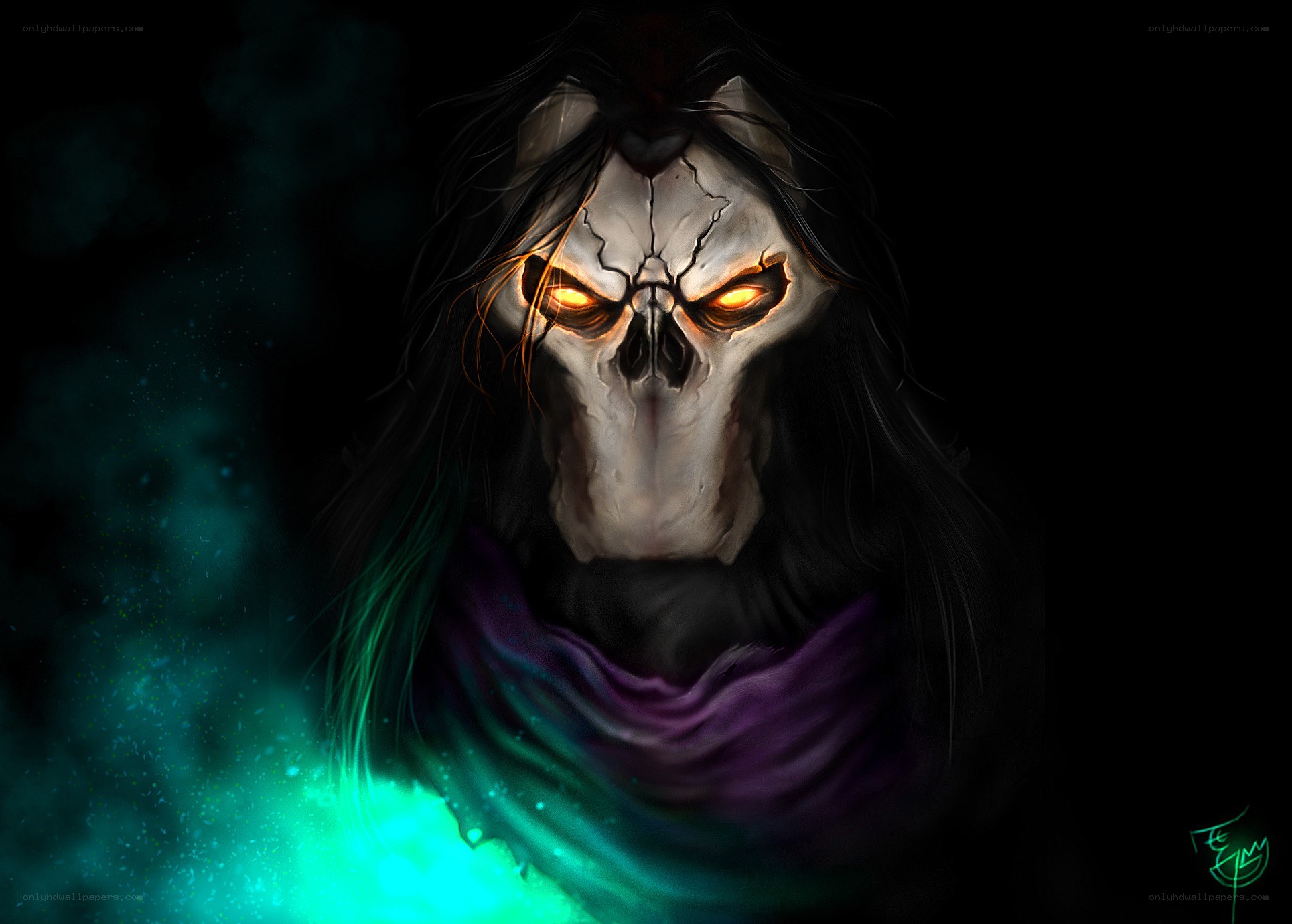 skull warrior with glowing eyes