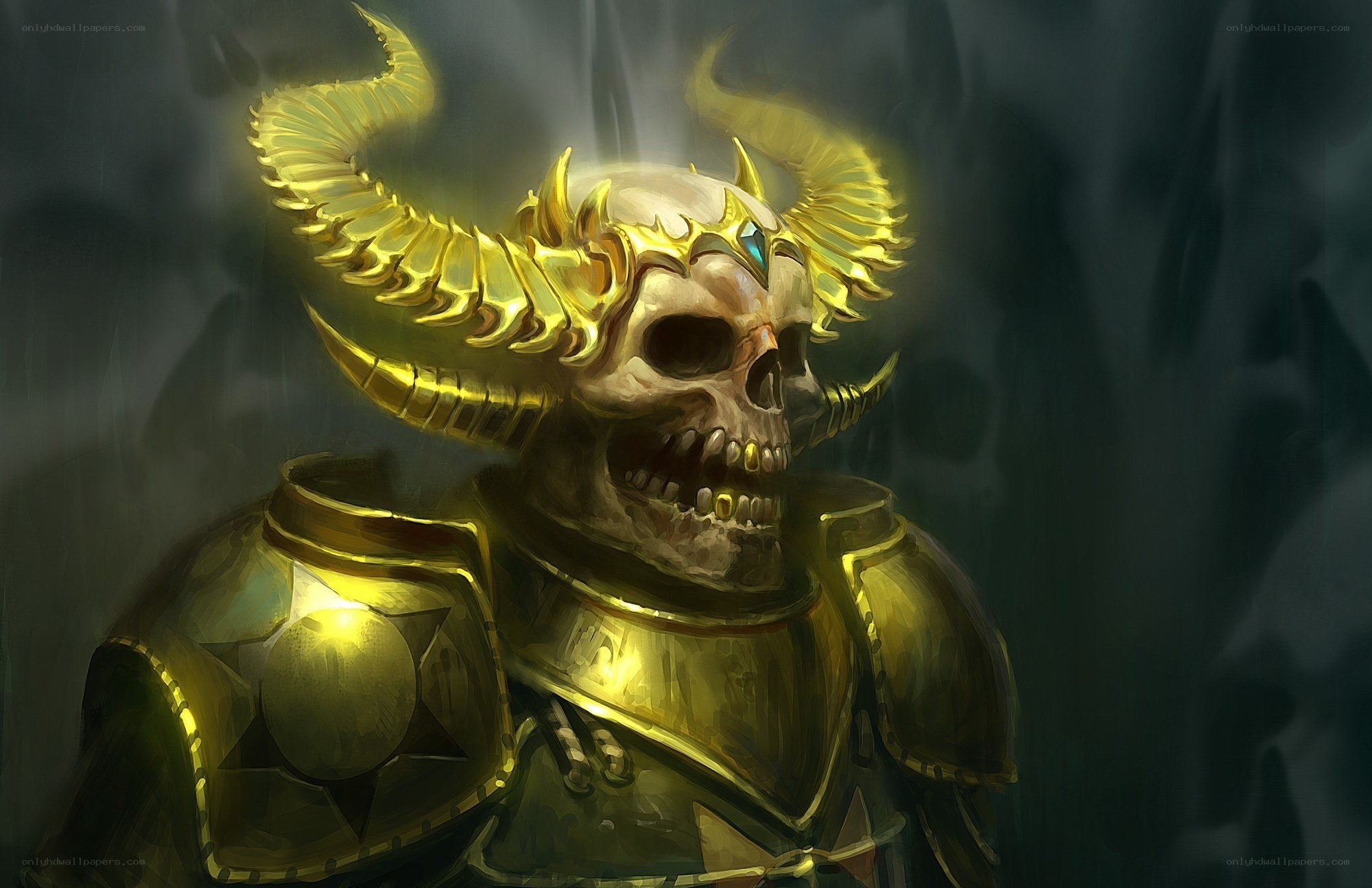 skull warrior with golden horns