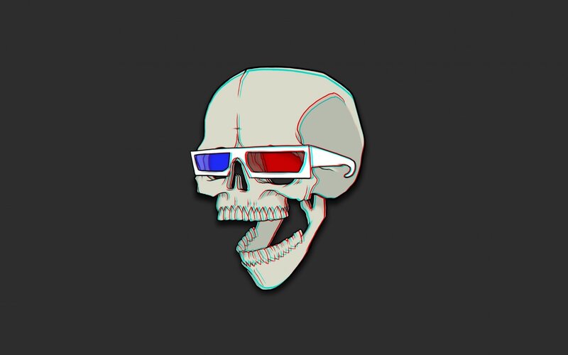 Skull Wearing 3d Glasses