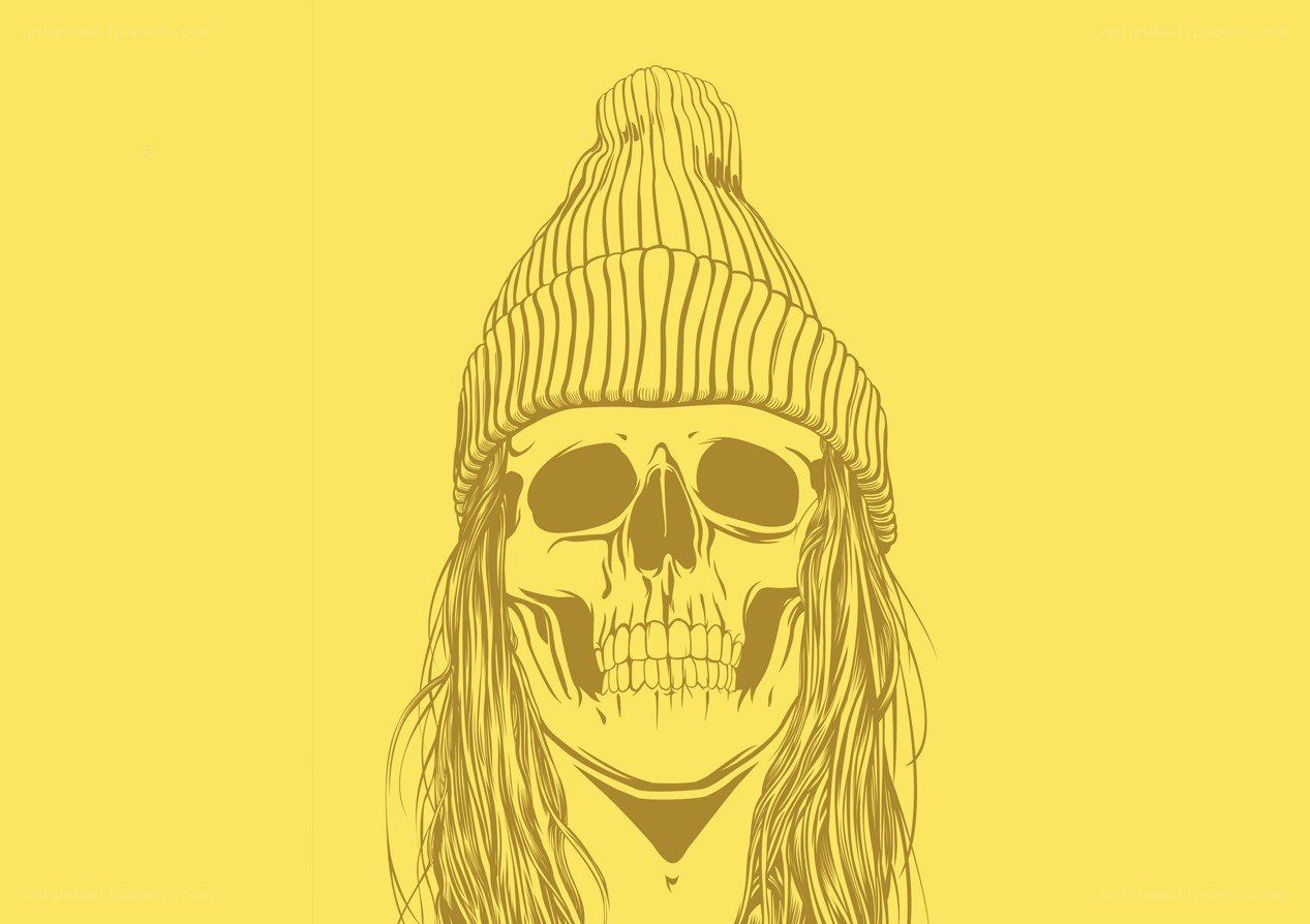 skull wearing beanie hat
