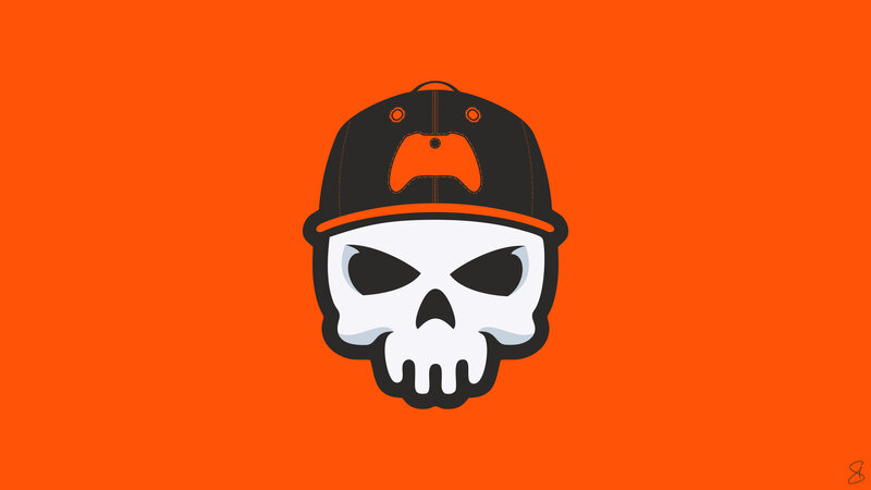 Skull Wearing Cap — Orange