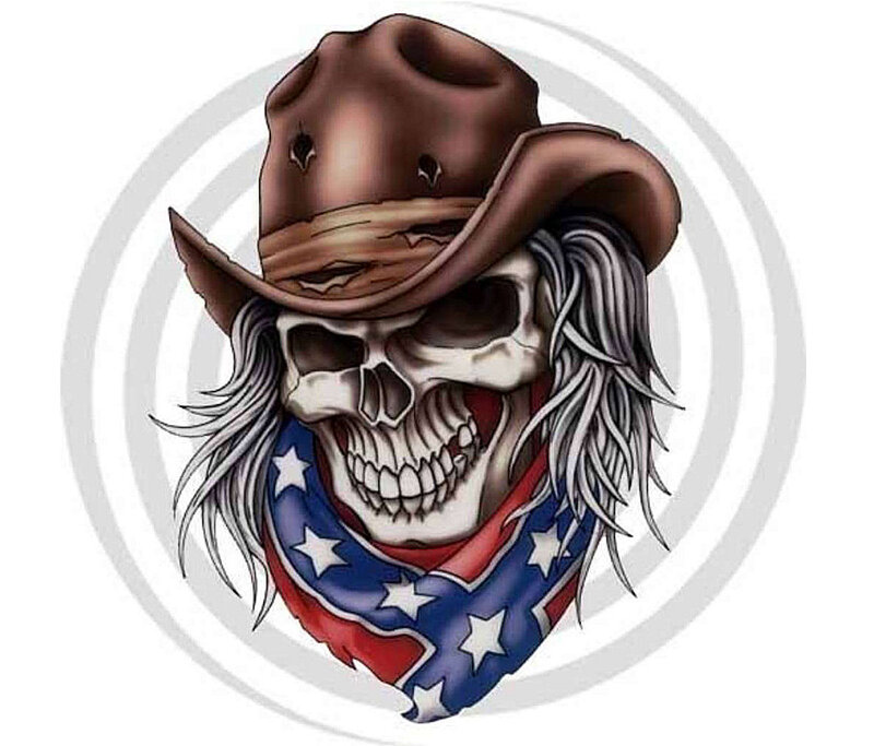 Skull Wearing Cowboy Hat — Brown