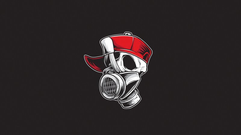 Skull Wearing Gas Mask