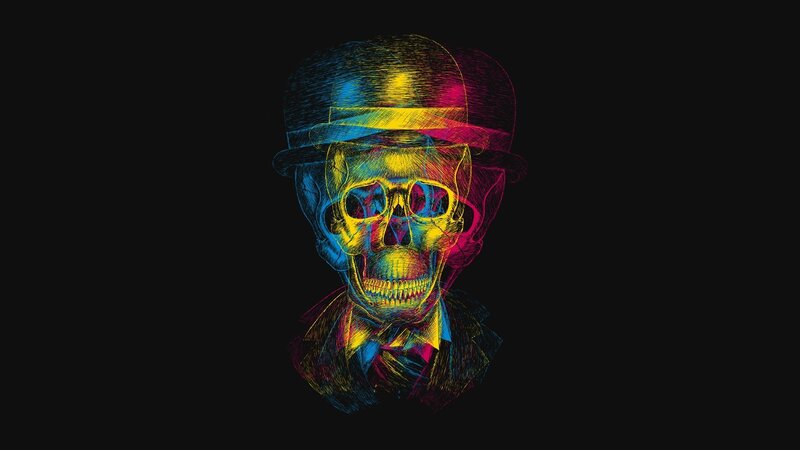 Skull Wearing Hat — Black