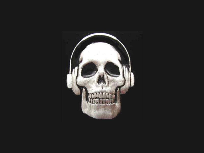 Skull Wearing Headphones — White