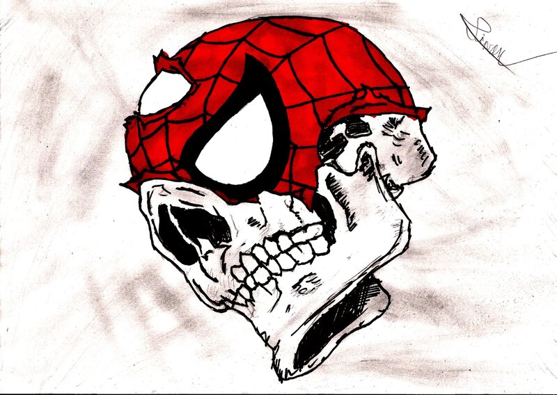 Skull Wearing Spider-man Mask