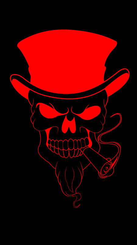 Skull Wearing Top Hat — Red