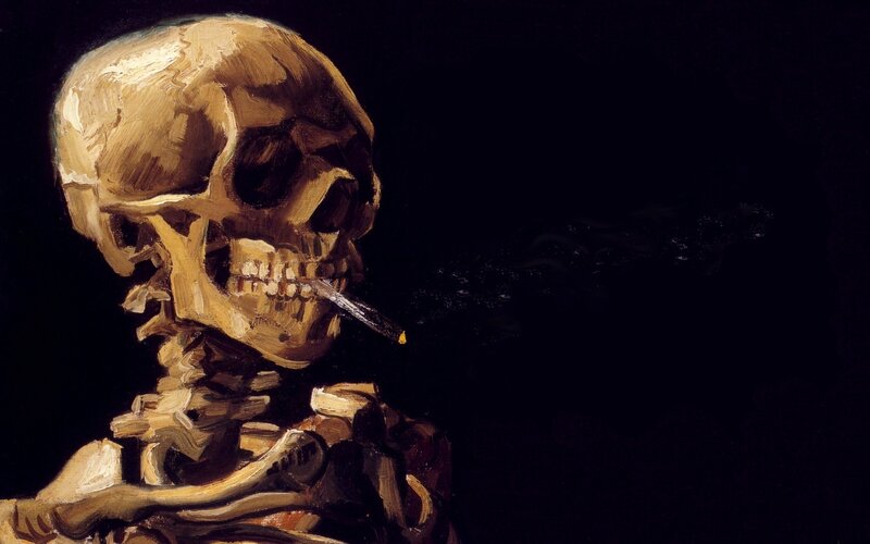 Skull with a cigarette
