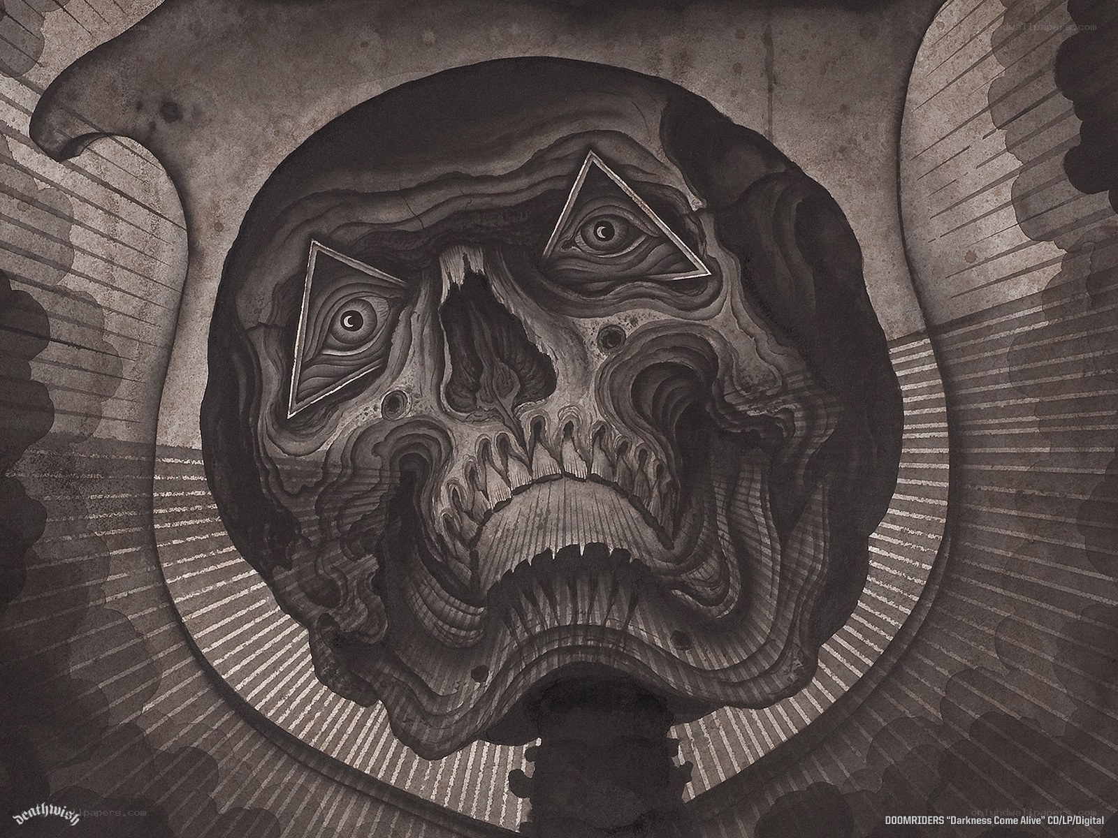 skull with all-seeing eyes