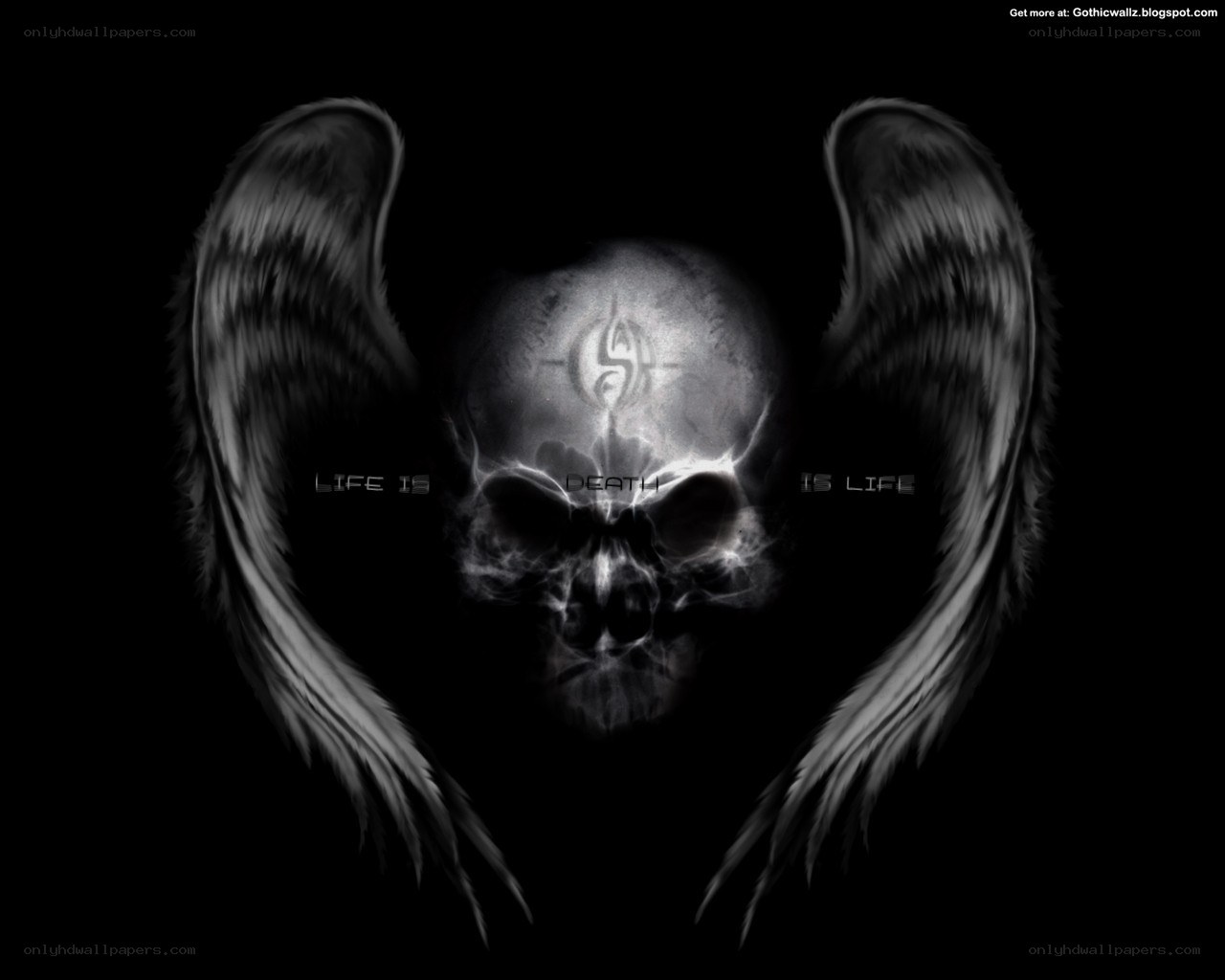 skull with angel wings