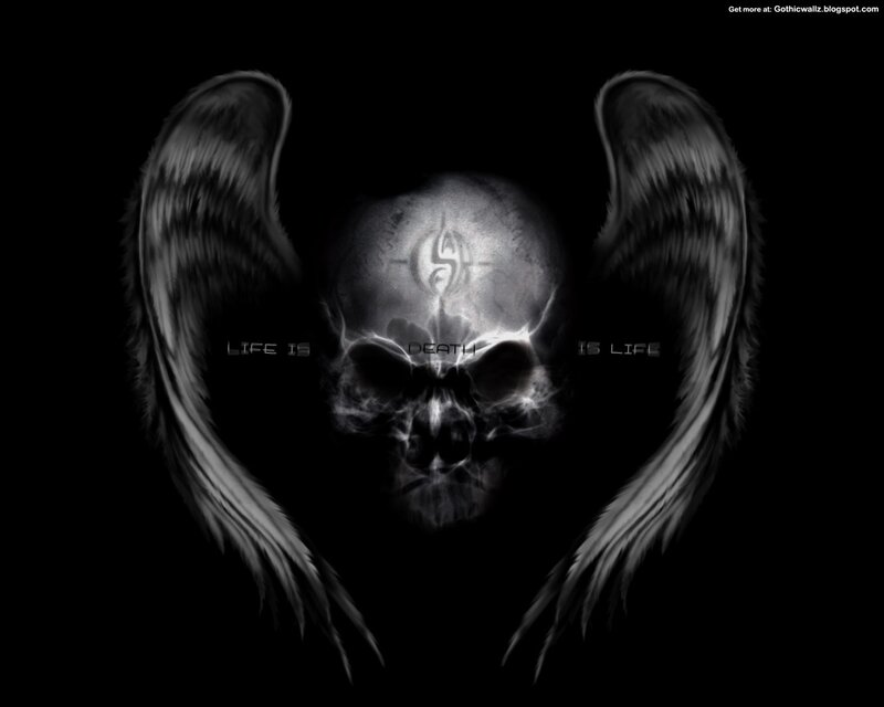Skull with Angel Wings — Black, Dark