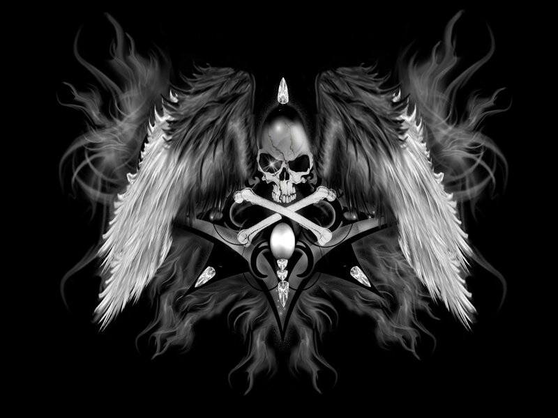Skull with Angel Wings — Black