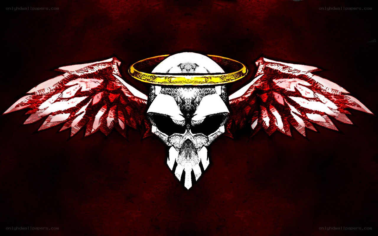 skull with angel wings