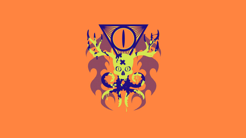 skull with antlers and eye symbol