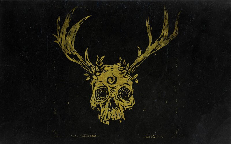 Skull with Antlers — Black