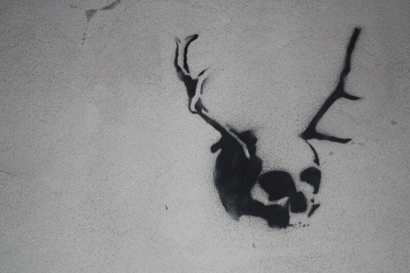 skull with antlers stencil