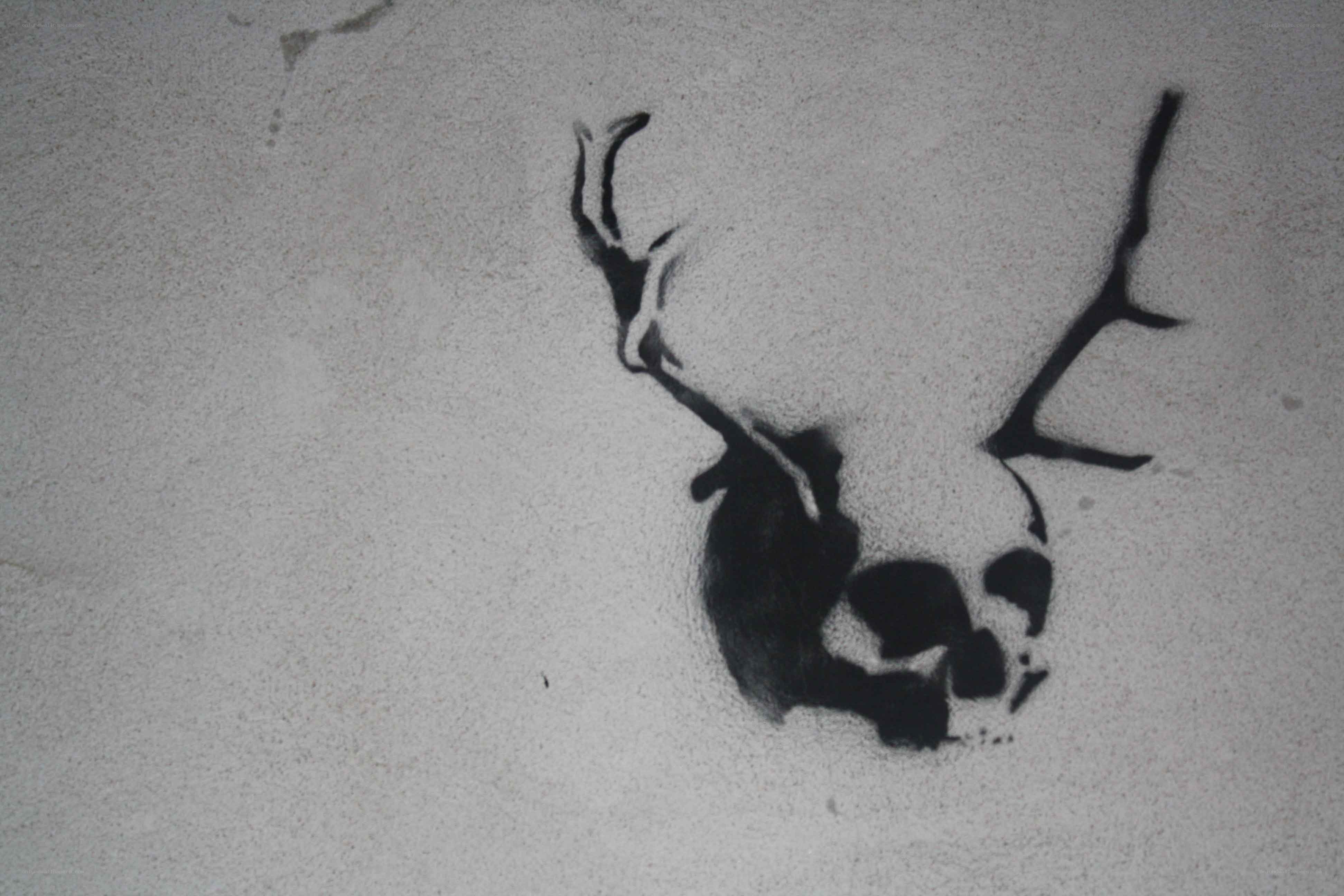 skull with antlers stencil