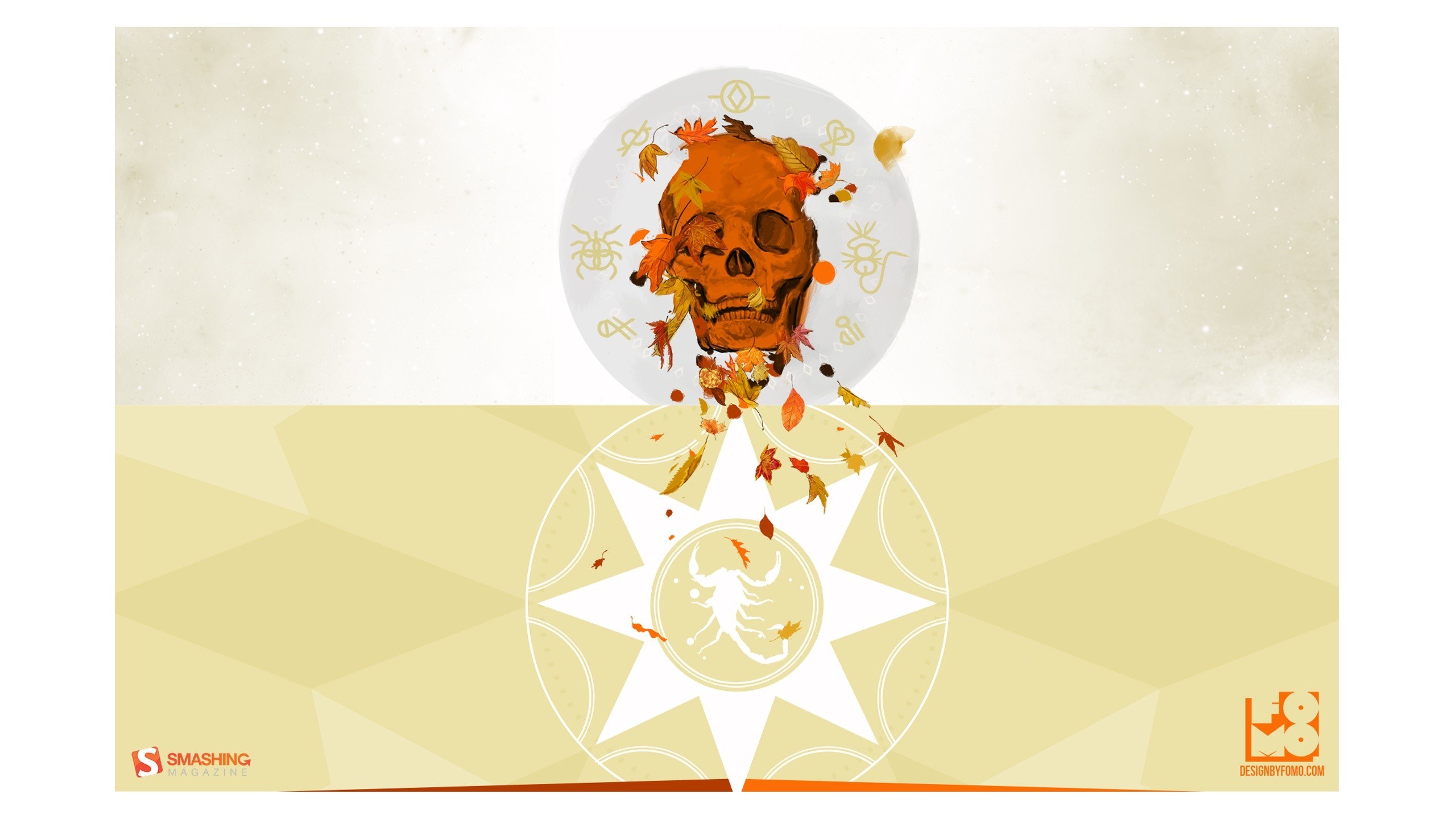 Skull with autumn leaves