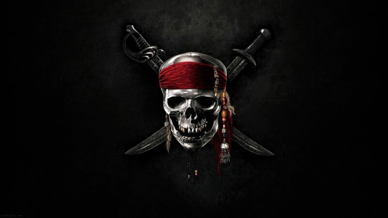 Skull with Bandana and Swords — Black