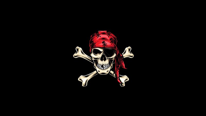 Skull with Bandana — Black, Dark