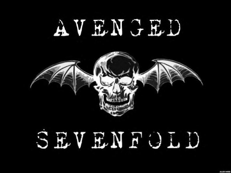 Skull with Bat Wings — Black, Dark, Illustration, Bat Wings, Text, White, Avenged Sevenfold