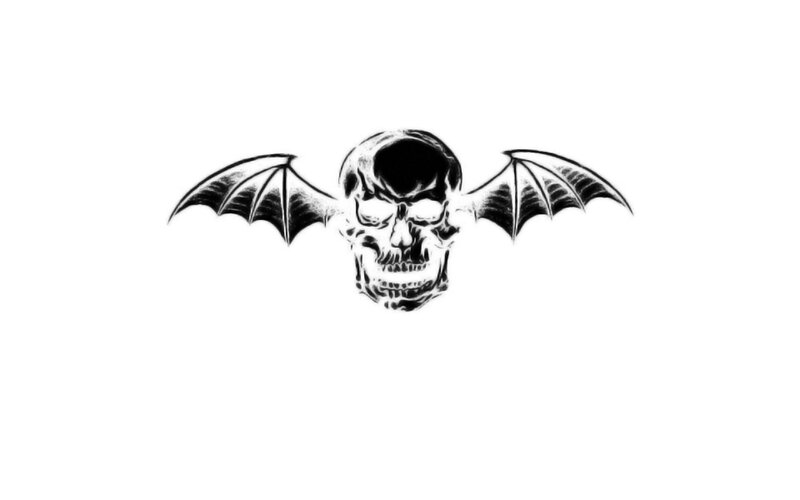 skull with bat wings logo