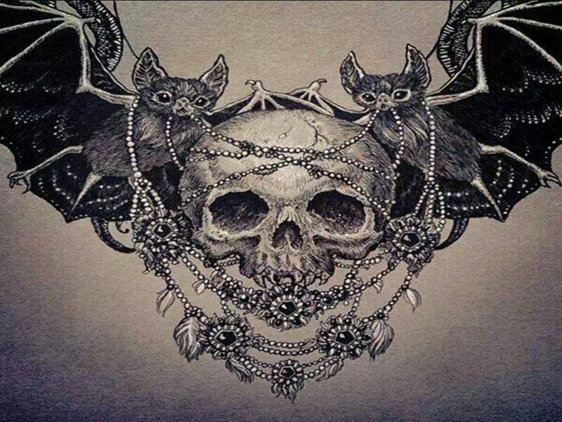 Skull with Bats
