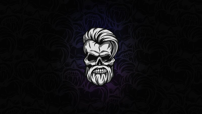 Skull with Beard and Hair