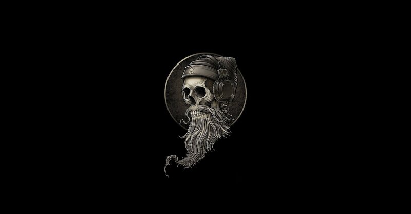 Skull with Beard and Headphones