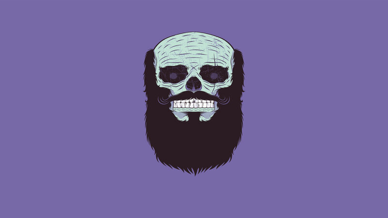 skull with beard and mustache