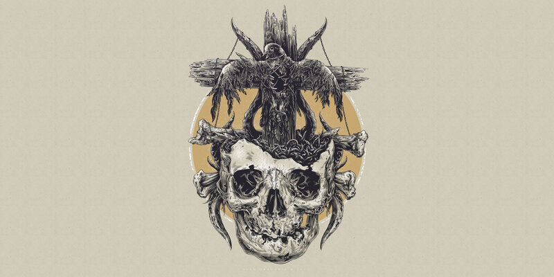 Skull with Bird on Cross