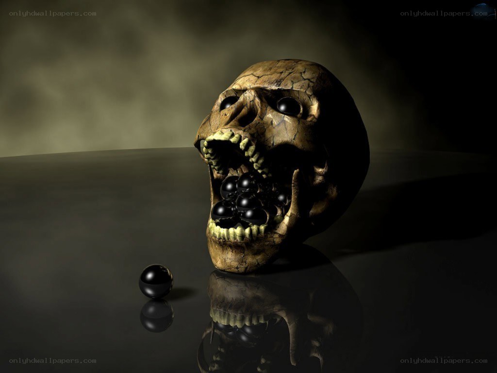 Skull with black spheres
