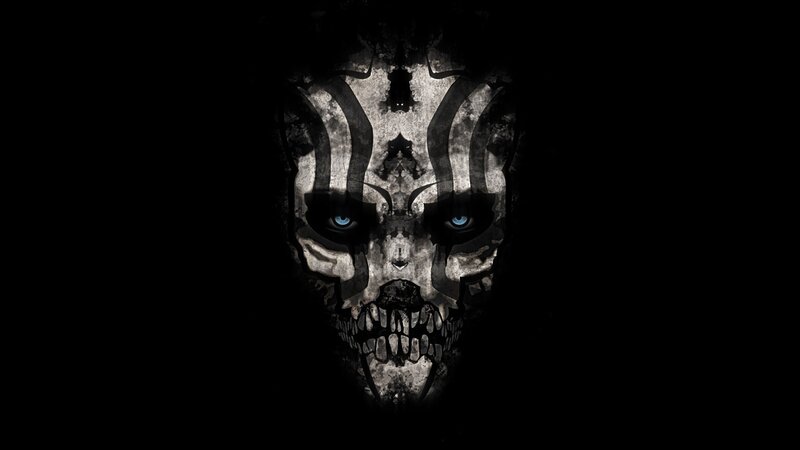 Skull with Blue Eyes — Black, Dark, Menacing